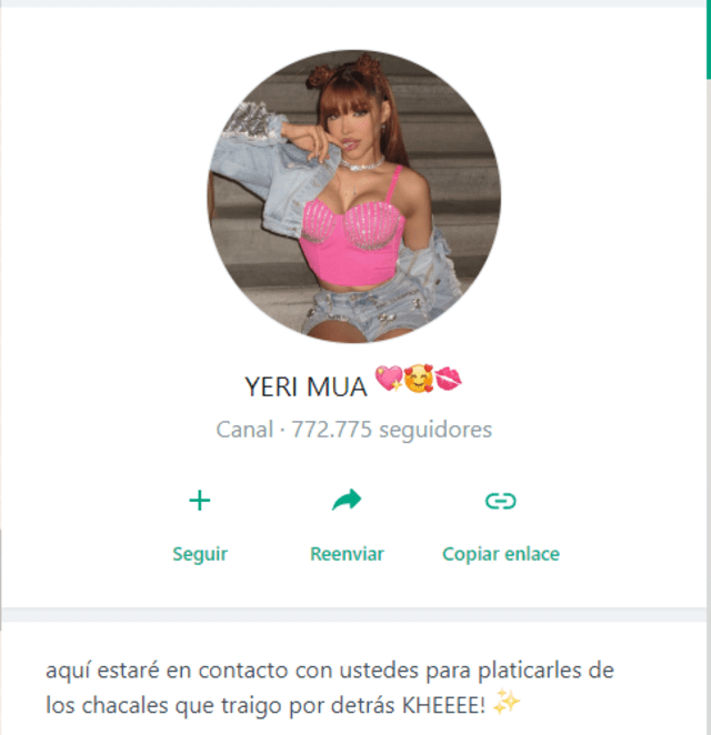 canal de WhatsApp de Yeri Mua