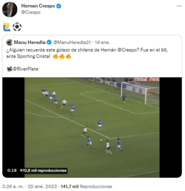 Hernán Crespo recordó a Sporting Cristal. Hernán Crespo recordó a Sporting Cristal.