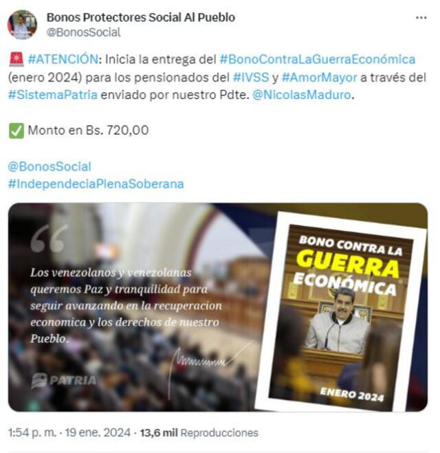 Bono de Guerra para pensionados