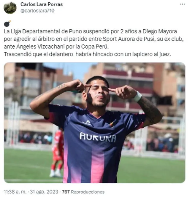 Diego Mayora fue suspendido