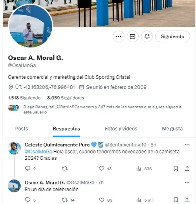 Gerente de marketing sobre la camiseta de Sporting Cristal Gerente de marketing sobre la camiseta de Sporting Cristal