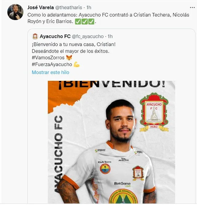 Los tres futbolistas llegan por toda la temporada 2022.    
