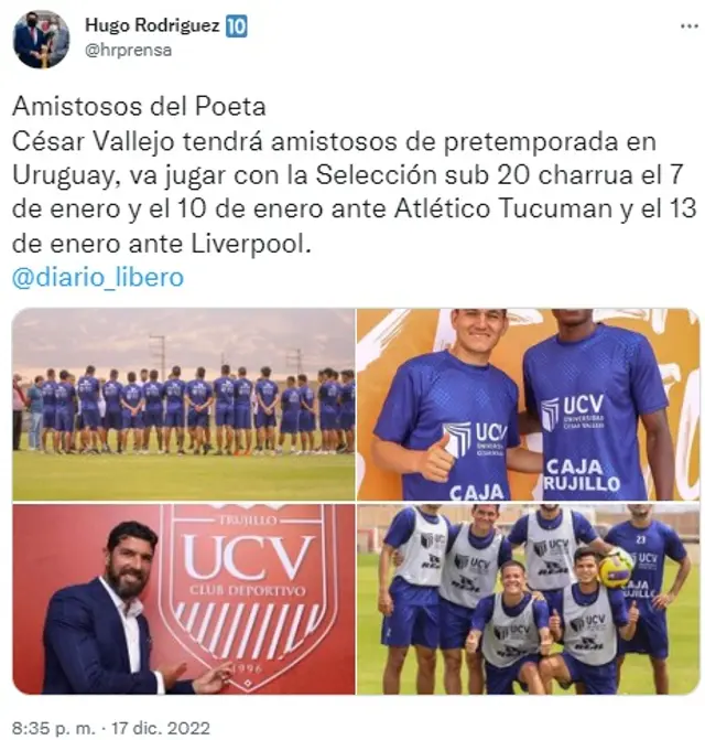Amistosos de César Vallejo antes de la Liga 1.