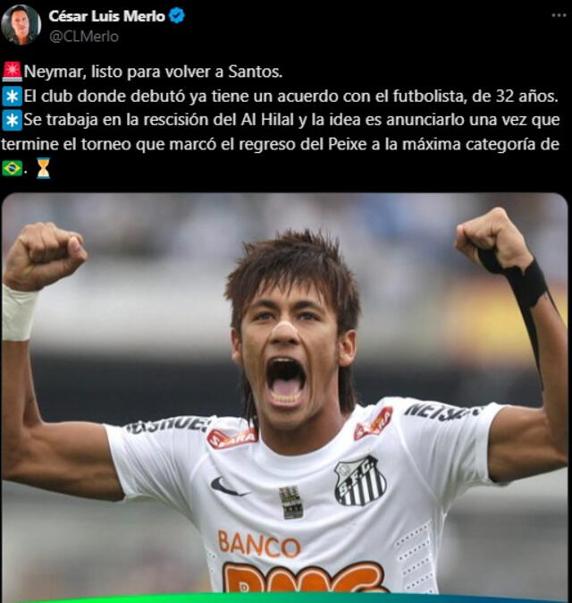 Neymar volvería a Santos de Brasil para este 2025.   