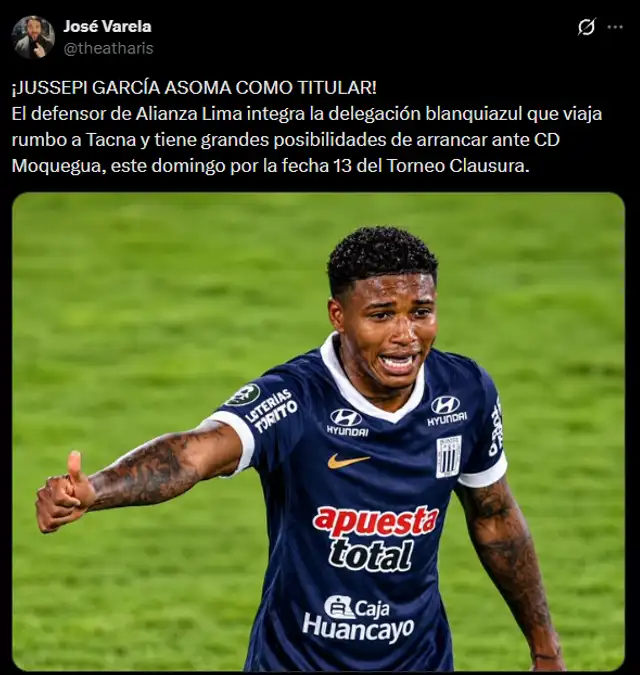 García tienen posibilidades de ser titular ante Moquegua