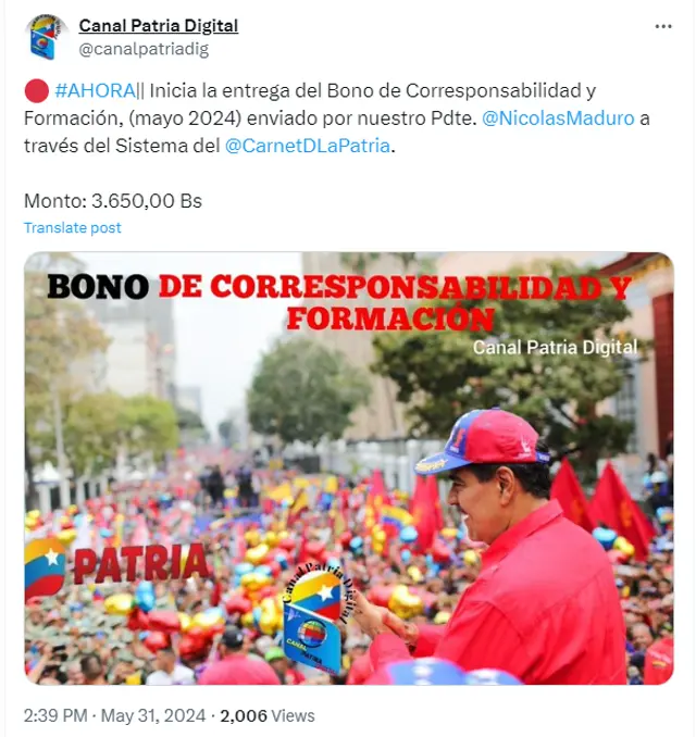 nuevo bono mayo 2024
