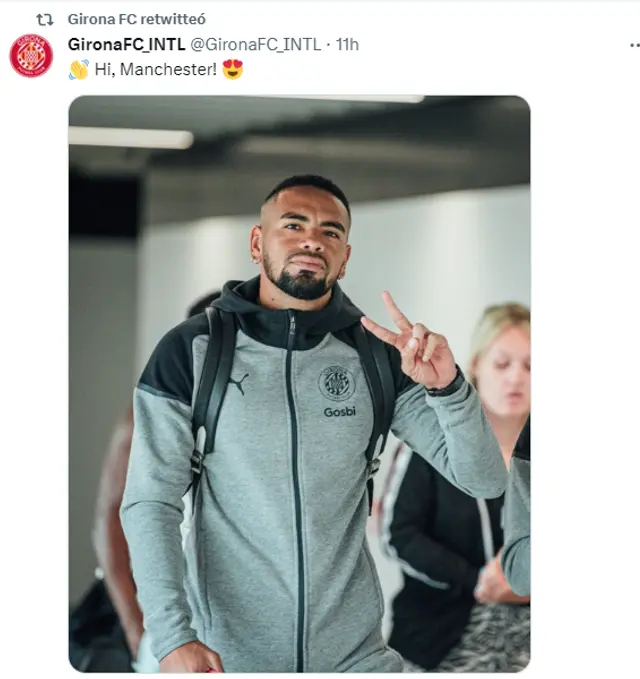 Callens llegó a Manchester junto con la delegación del Girona.   