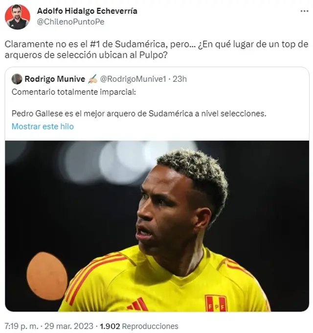 Periodista chileno sobre Pedro Gallese.