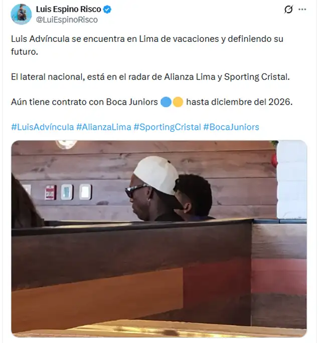 Luis Advíncula fue captado en Perú