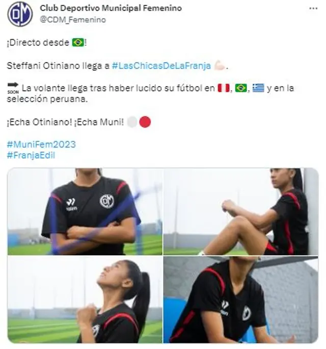 Deportivo Municipal anunció fichaje de Steffani Otiniano.