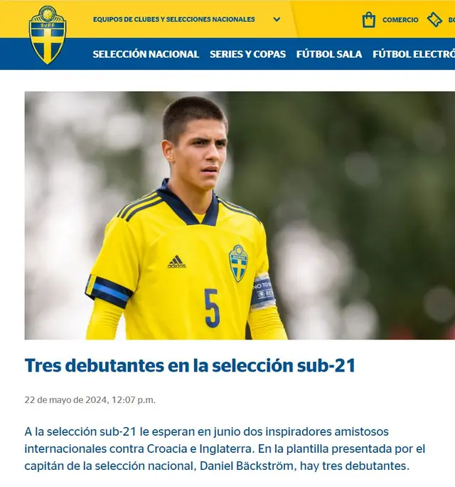 Matteo Pérez citado en Suecia. / Foto: Svenskfotboll