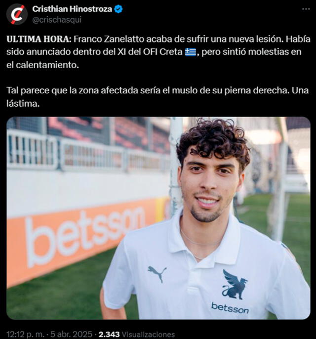 Franco Zanelatto lesión