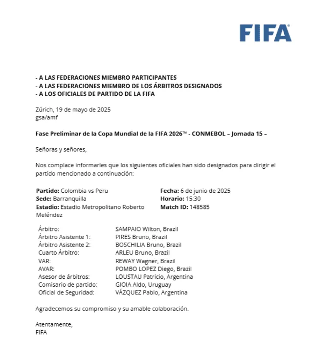 Perú vs Colombia, Eliminatorias 2026