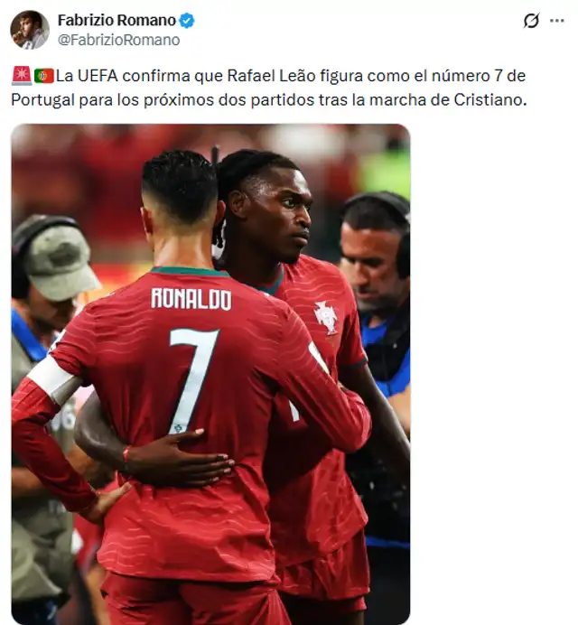 Rafael Leao usará la dorsal número 7 Rafael Leao usará la dorsal número 7