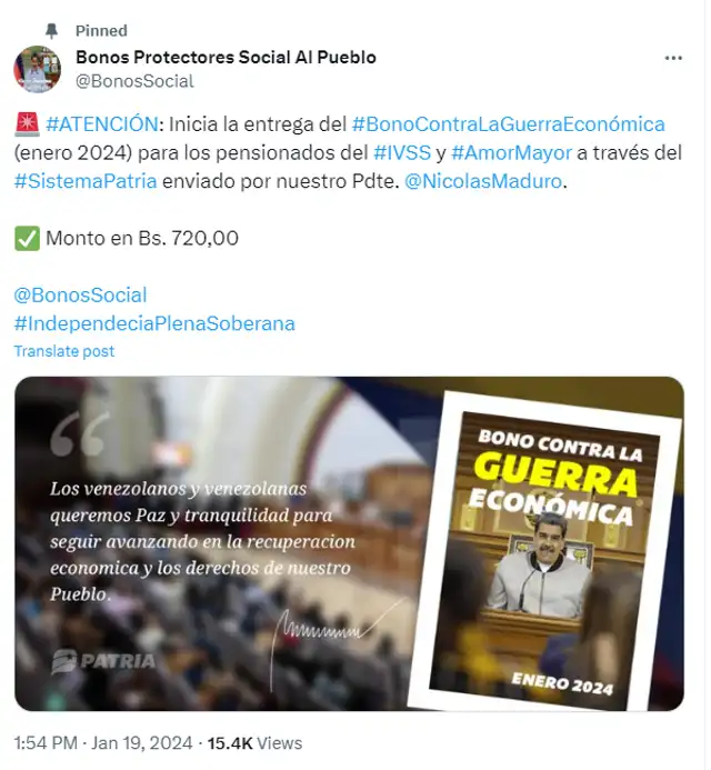 Los pensionados son el último grupo beneficiario en recibir el Bono de Guerra. Foto: Bonos Protectores Social Al Pueblo. Los pensionados son el último grupo beneficiario en recibir el Bono de Guerra. Foto: Bonos Protectores Social Al Pueblo.