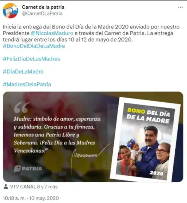 que bono esta llegando