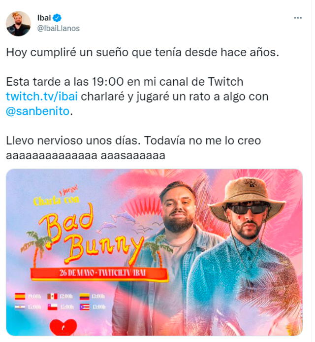 Ibai Llanos y Bad Bunny estarán en directo en Twich Ibai Llanos y Bad Bunny estarán en directo en Twich