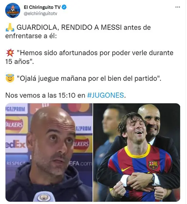 Declaraciones de Pep Guardiola sobre Lionel Messi.   