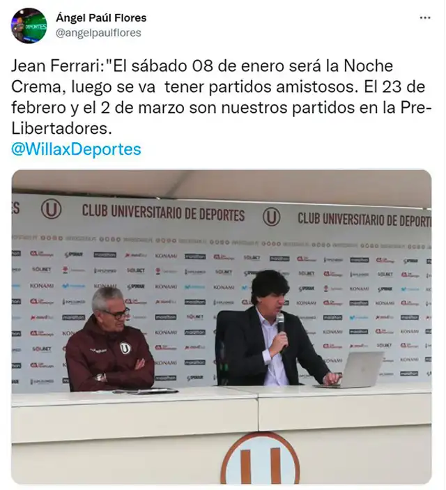 Declaraciones de Jean Ferrari sobre la "Noche Crema 2022". Declaraciones de Jean Ferrari sobre la "Noche Crema 2022".