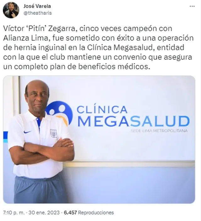 Víctor Zegarra fue intervenido quirúrgicamente. Víctor Zegarra fue intervenido quirúrgicamente.