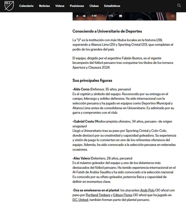 MLS, Universitario de Deportes