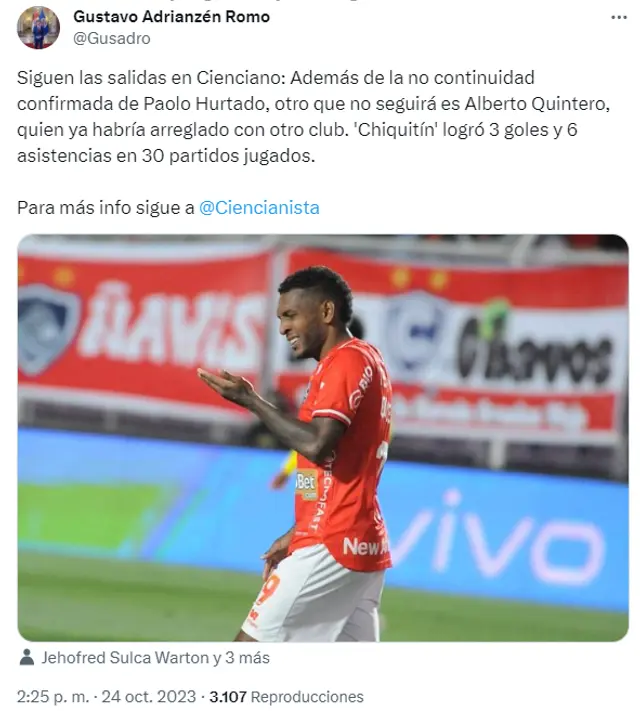 Alberto Quintero, Cienciano
