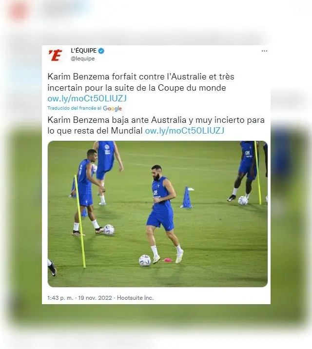 Karim Benzema será baja ante Australia.