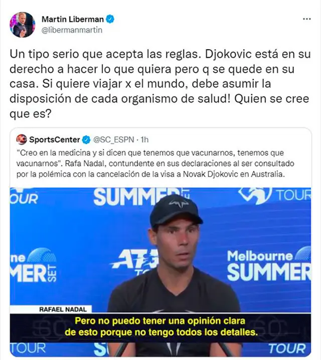 Martín Liberman a Novak Djokovic