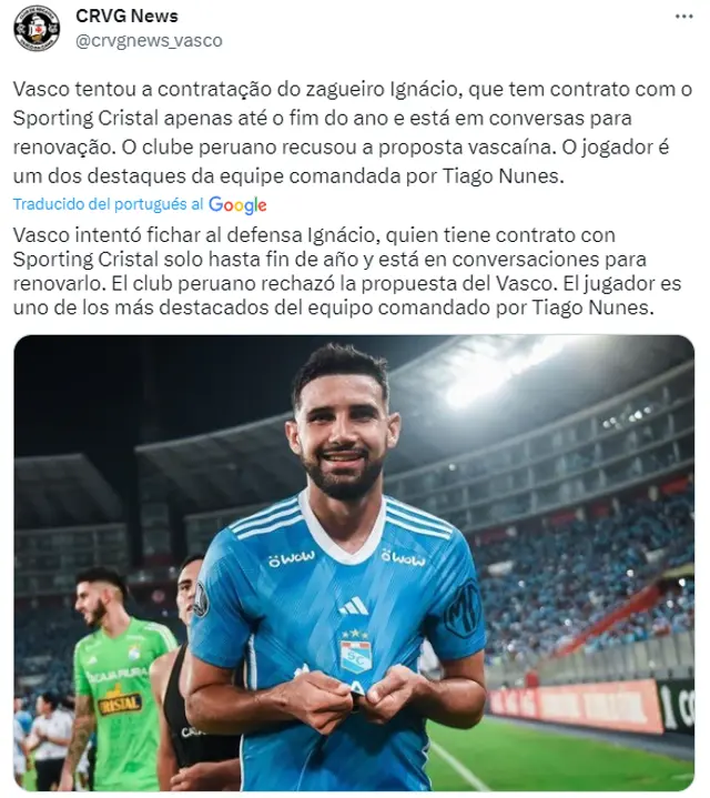 Ignácio Da Silva despertó la atención de Vasco Da Gama y Sporting Cristal rechazó.