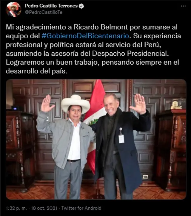 Pedro Castillo, Ricardo Belmont Pedro Castillo, Ricardo Belmont