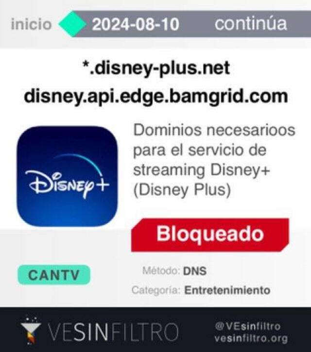 Disney Plus bloqueada en Venezuela