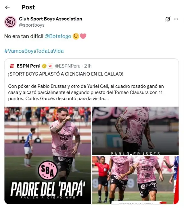 Sport Boys, Cienciano, Botafogo