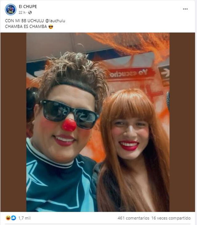 Chupetín se luce con la Uchulú en Facebook. Foto: El Chupe Chupetín se luce con la Uchulú en Facebook. Foto: El Chupe