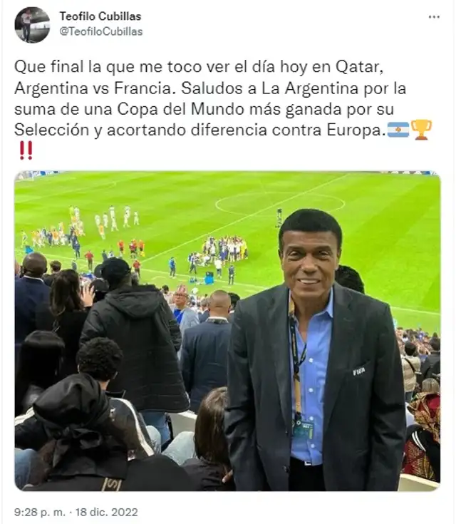 Teófilo Cubillas tras ver la final del Mundial en Qatar.