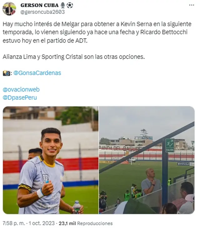 Melgar quiere fichar a Kevin Serna