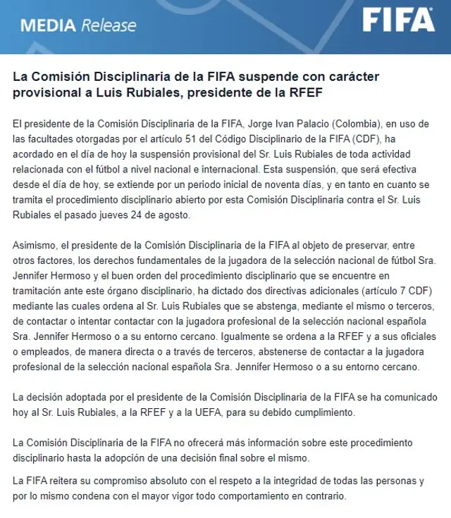 FIFA, Luis Rubiales