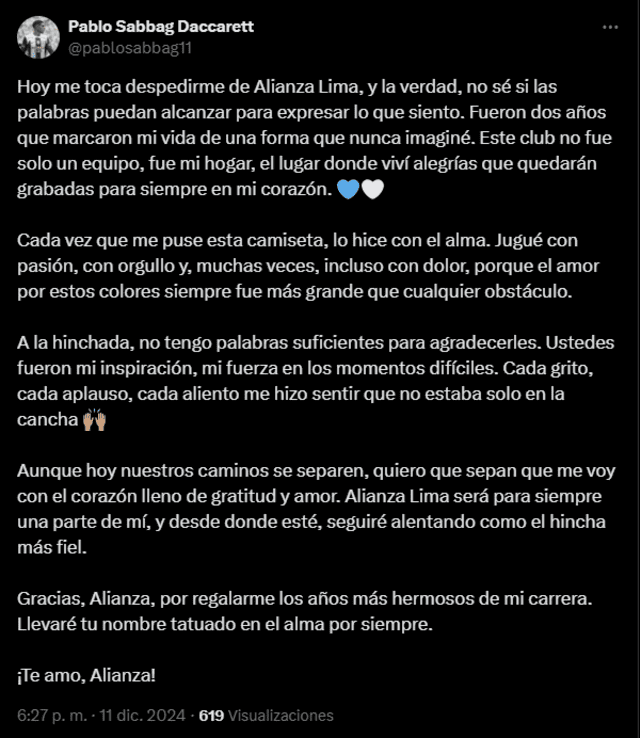 Pablo Sabbag, Alianza Lima