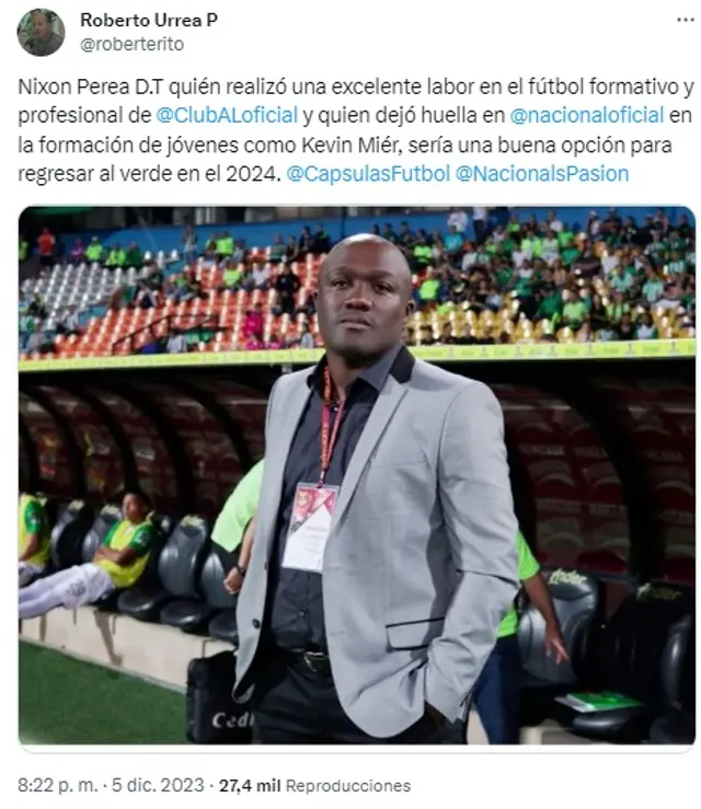 Nixon Perea podría volver a Atlético Nacional Nixon Perea podría volver a Atlético Nacional