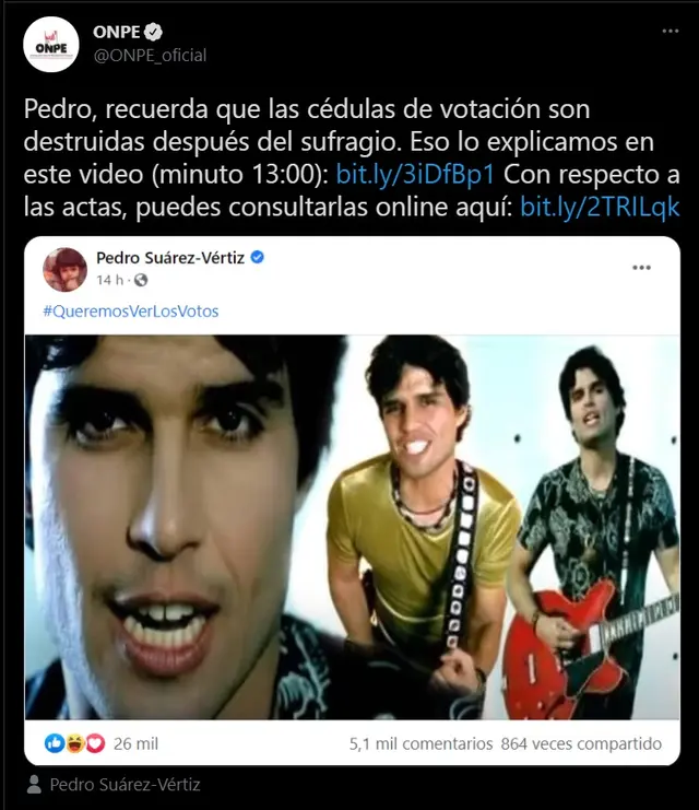 ONPE trolea a Pedro Suarez-Vertiz en Twitter