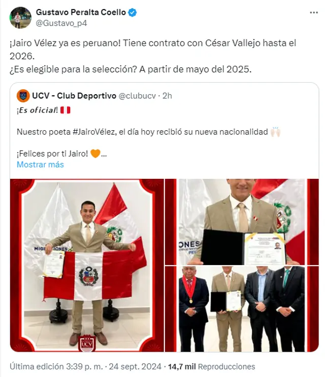 Jairo Vélez, Selección Peruana Jairo Vélez, Selección Peruana