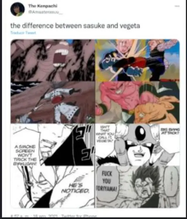 Vegeta es comparado con Sasuke