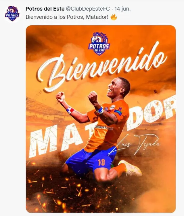 Luis Tejada nuevo jugador del Potros del Este. Luis Tejada nuevo jugador del Potros del Este.