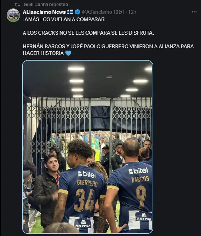 Mensaje que compartió la esposa de Barcos en sus redes. (Foto: Twitter)   