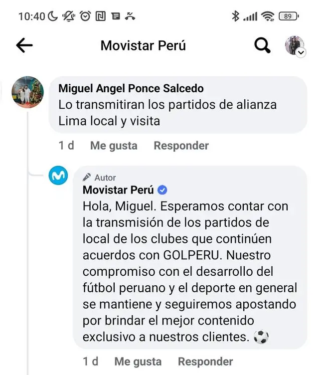 Movistar sobre Gol Perú.