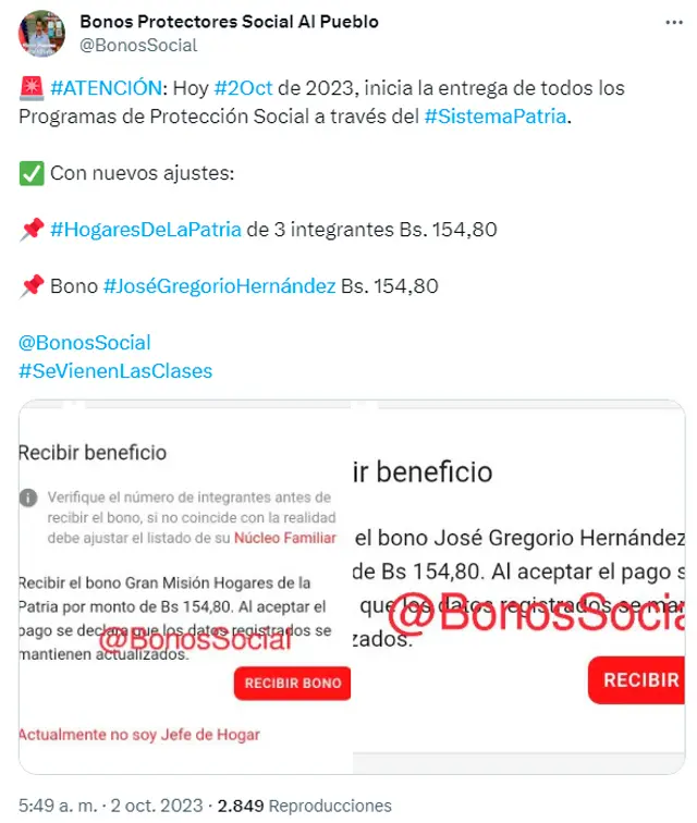 Bono José Gregorio Hernández