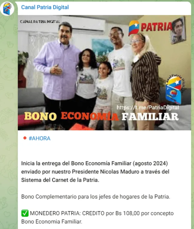 bono economía familiar agosto 2024 | que bono esta llegando