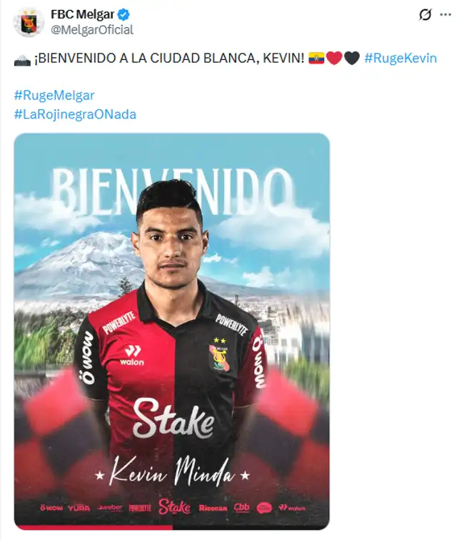 Melgar anunció la incorporación de Minda