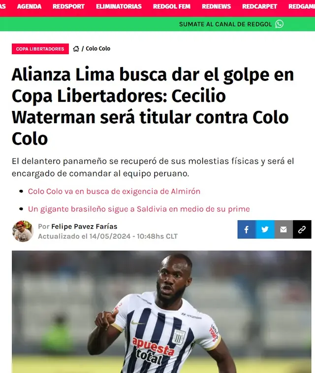 Red Gol teme por la posible titularidad de Cecilio Waterman