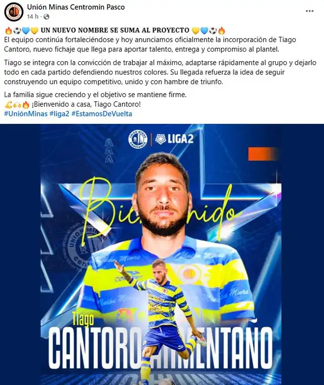 Tiago Cantoro, Unión Minas