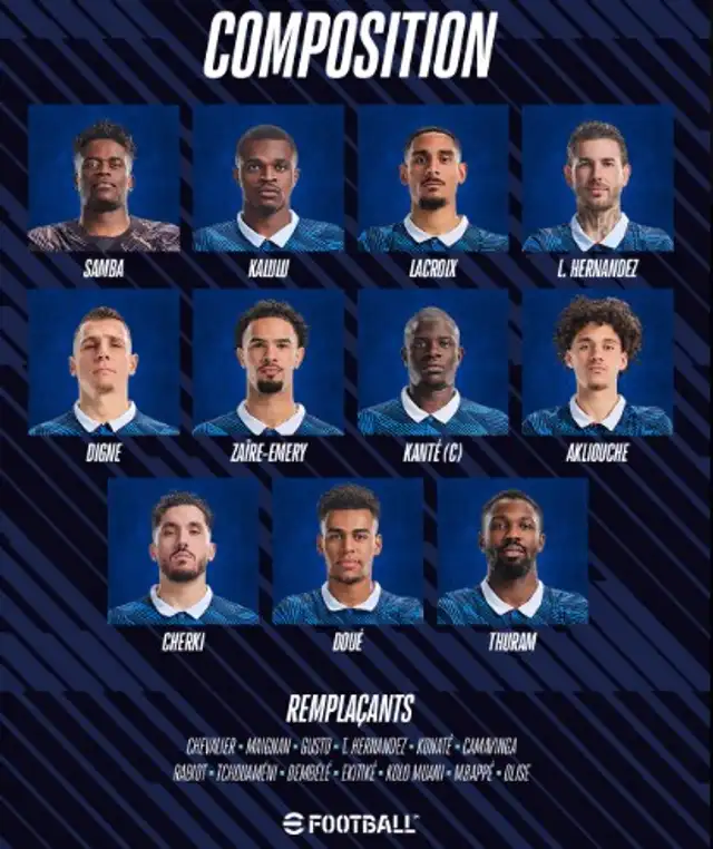 Francia pone un equipo mixto para enfrentar a Colombia.